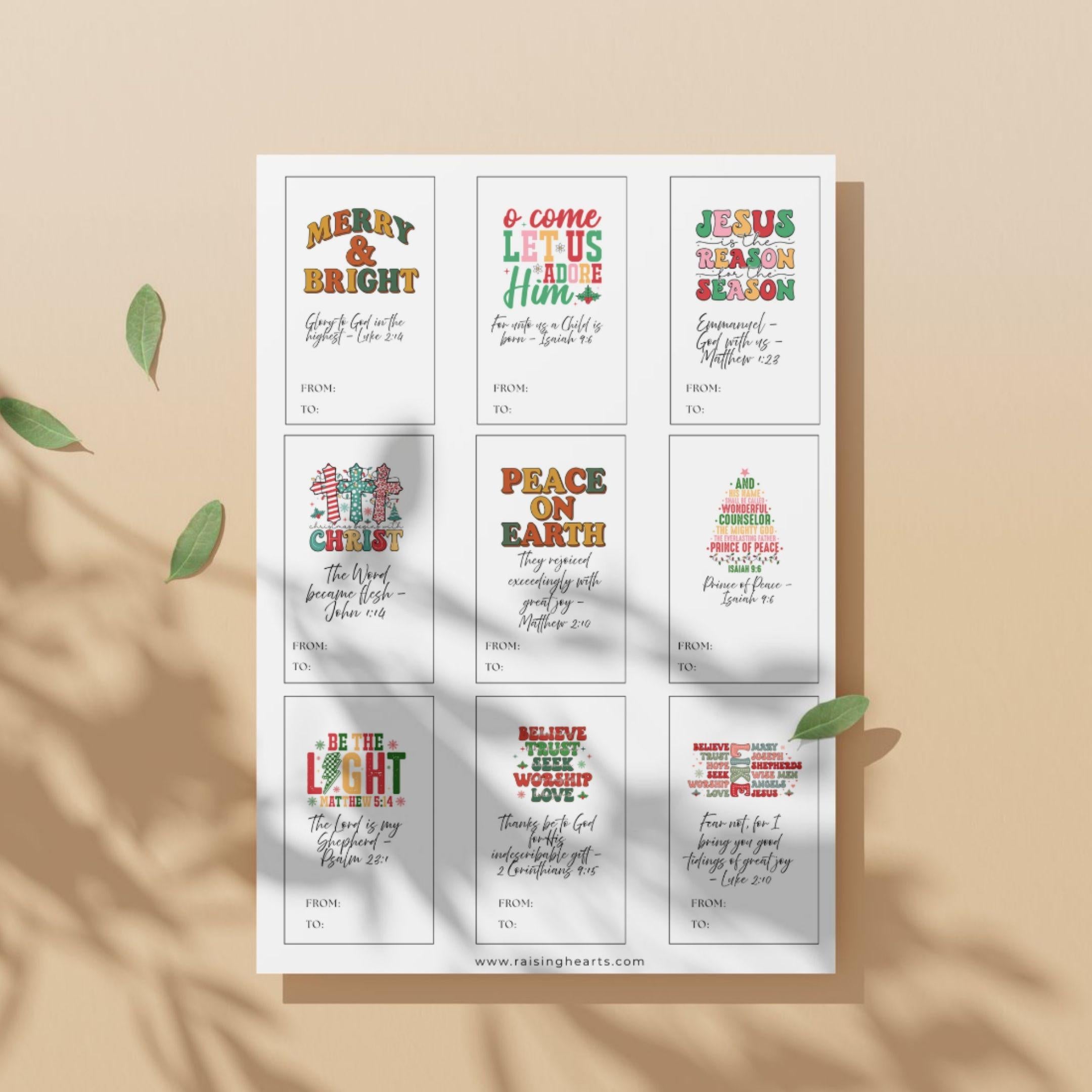 Retro 70s Christmas Gift Tags, Printable Holiday Wrapping (Digital Download)