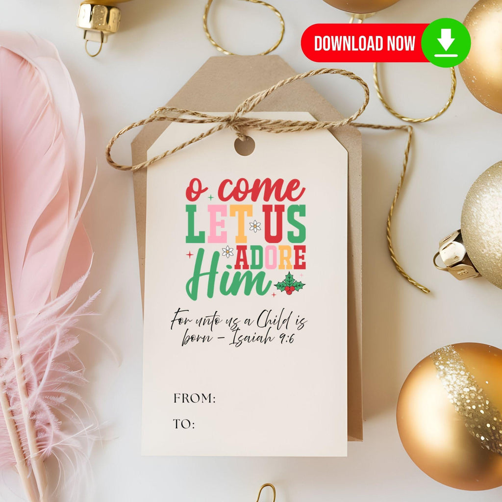Retro 70s Christmas Gift Tags, Printable Holiday Wrapping (Digital Download)