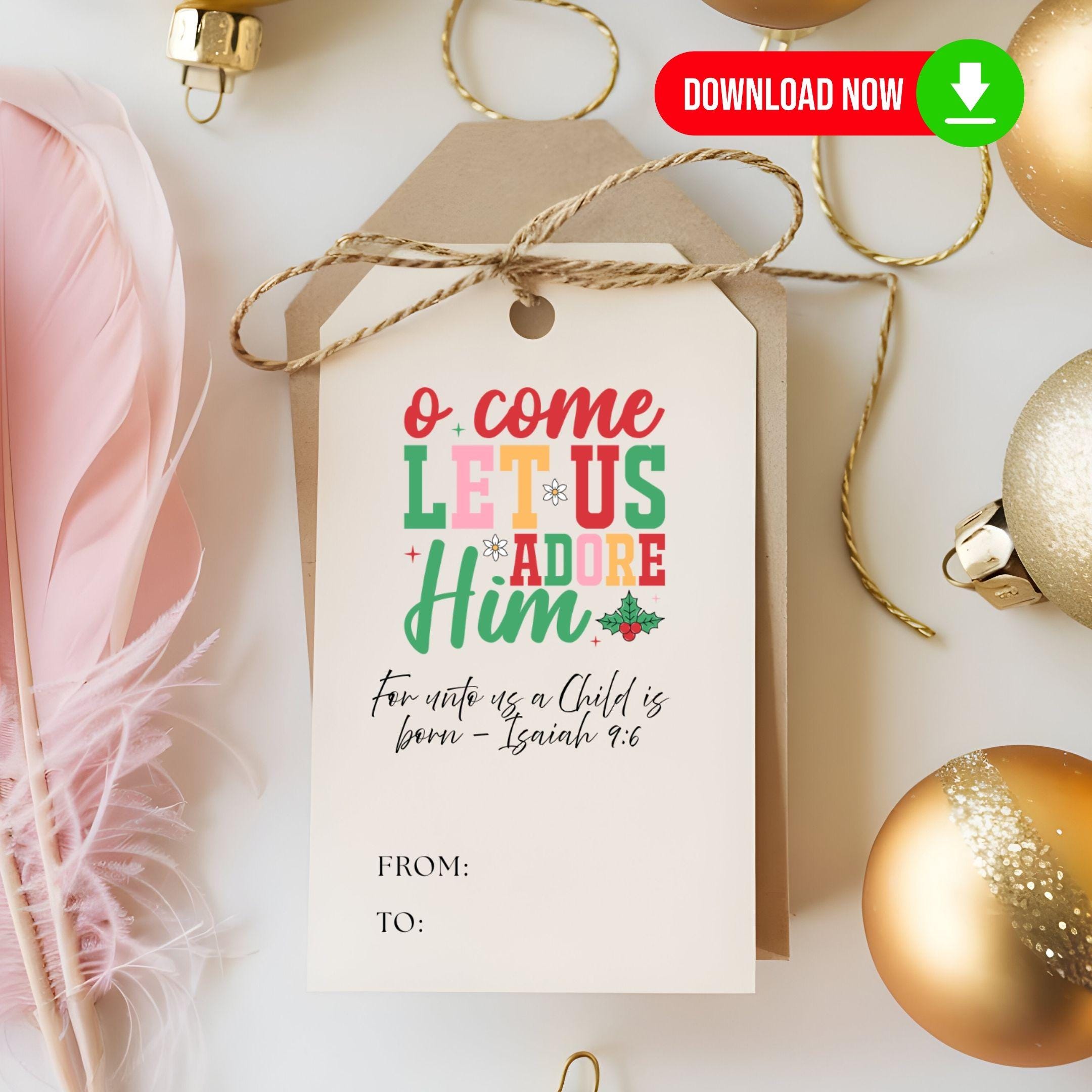 Retro 70s Christmas Gift Tags, Printable Holiday Wrapping (Digital Download)