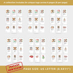 Retro 70s Christmas Gift Tags, Printable Holiday Wrapping (Digital Download)
