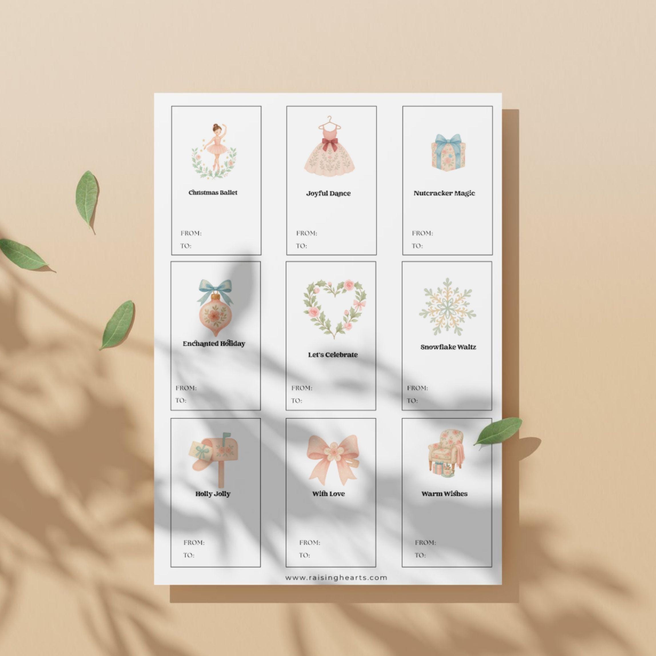 Nutcracker Ballet Gift Tags: 54 Printable Holiday Labels (Digital Download)