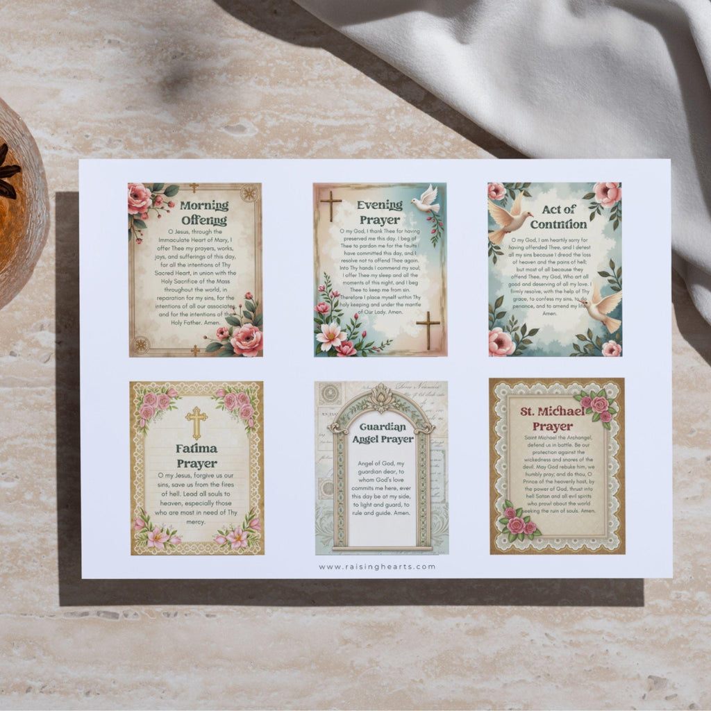 Catholic Prayer Cards: Vintage Shabby Chic, 30 Traditional Prayers (PDF)