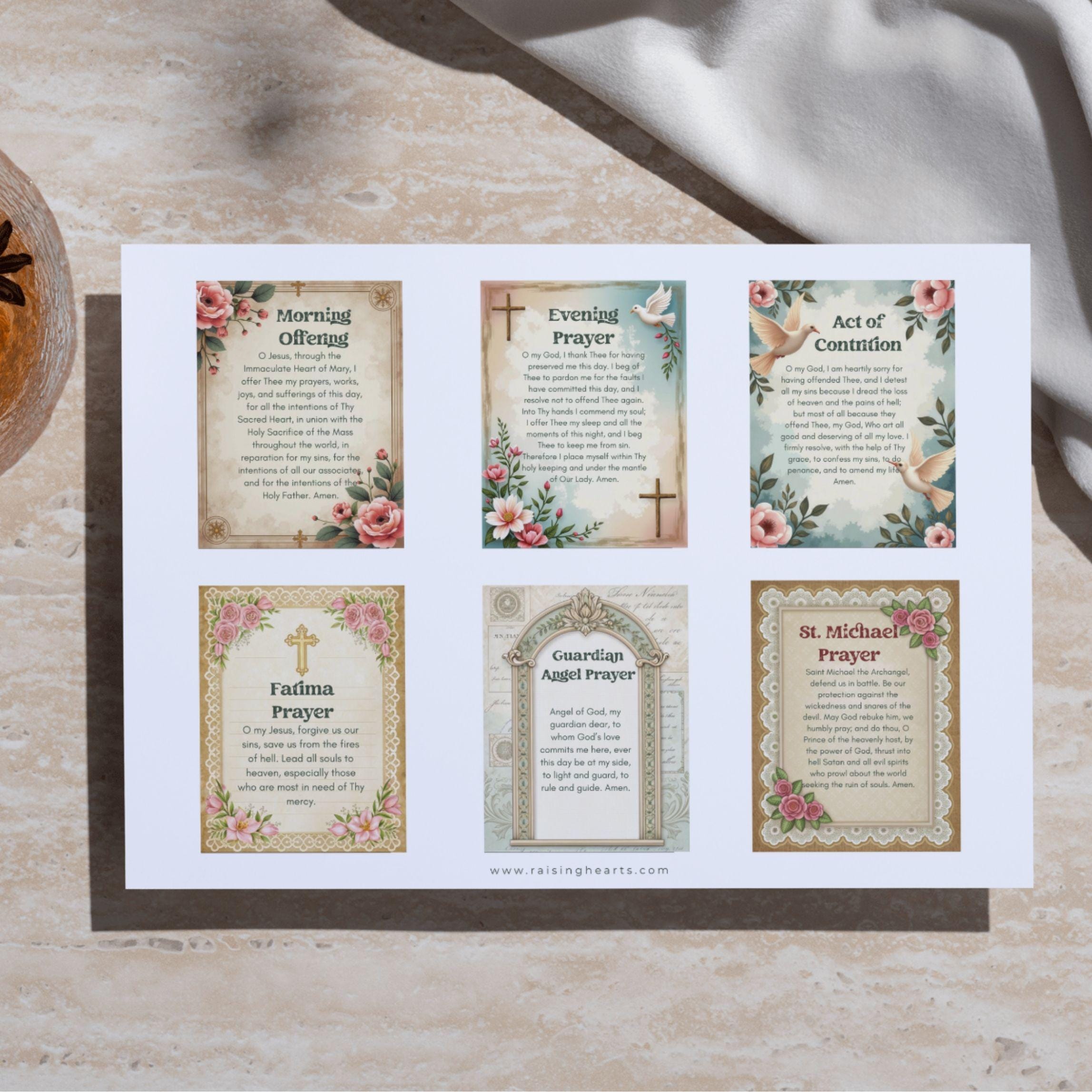 Catholic Prayer Cards: Vintage Shabby Chic, 30 Traditional Prayers (PDF)