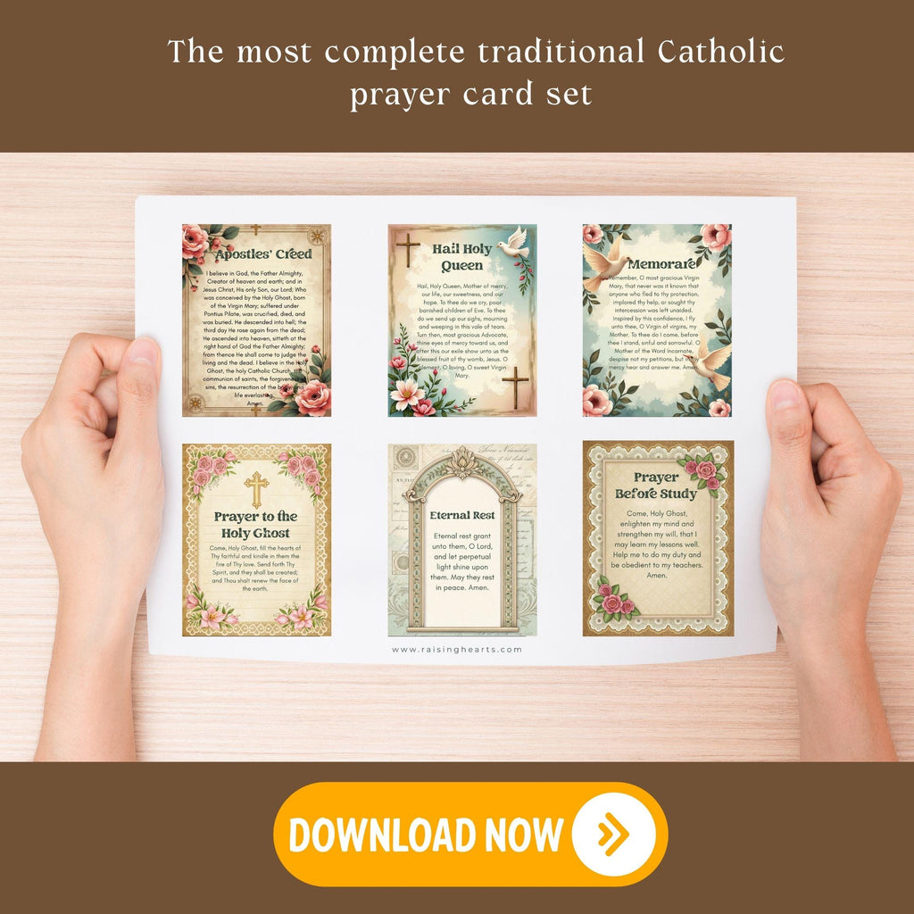 Catholic Prayer Cards: Vintage Shabby Chic, 30 Traditional Prayers (PDF)
