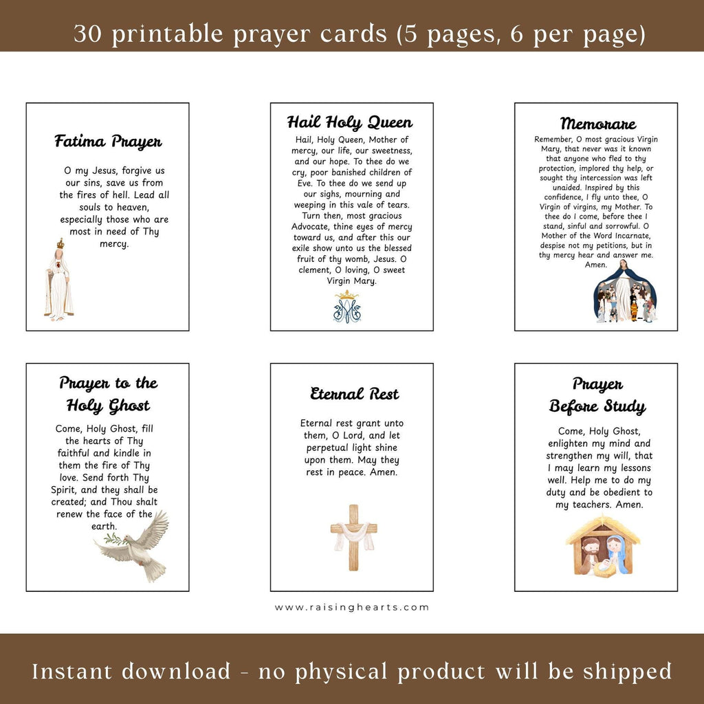 Catholic Kids Prayer Cards: Bible Story Watercolor Art (PDF)