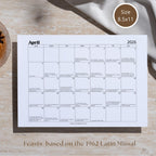 2026 Traditional Catholic Calendar: Latin Mass Feasts (Letter Size PDF)