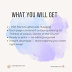 54 Saint Thérèse Quotes | Weekly Catholic Inspiration | Printable PDF | Instant Digital Download