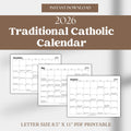 2026 Traditional Catholic Calendar: Latin Mass Feasts (Letter Size PDF)