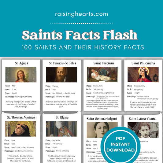 Catholic Saints Flash Cards: Homeschool & Catechism (Printable PDF)