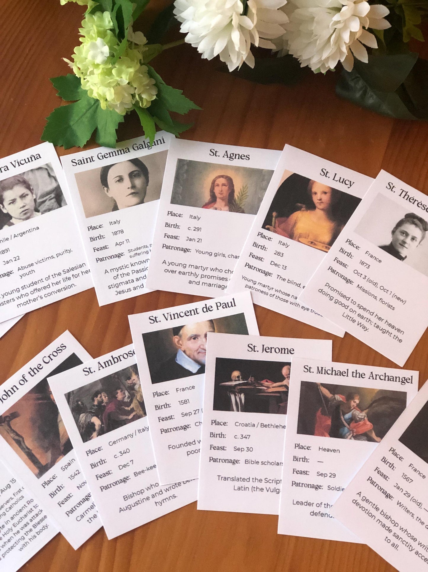 Catholic Saints Flash Cards: Homeschool & Catechism (Printable PDF)