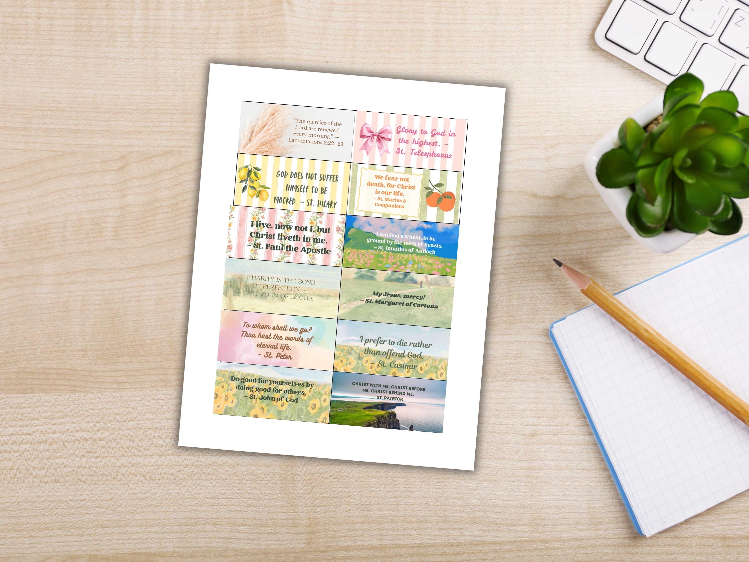 2026 Saints Quote Sticker Sheet – Weeks 1–12 Traditional Catholic feasts