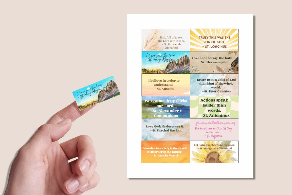 2026 Saints Quote Sticker Sheet – Weeks 13–24 Traditional Catholic feasts
