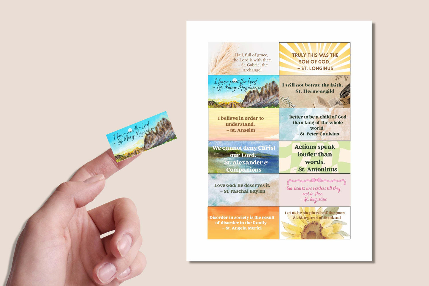 2026 Saints Quote Sticker Sheet – Weeks 13–24 Traditional Catholic feasts