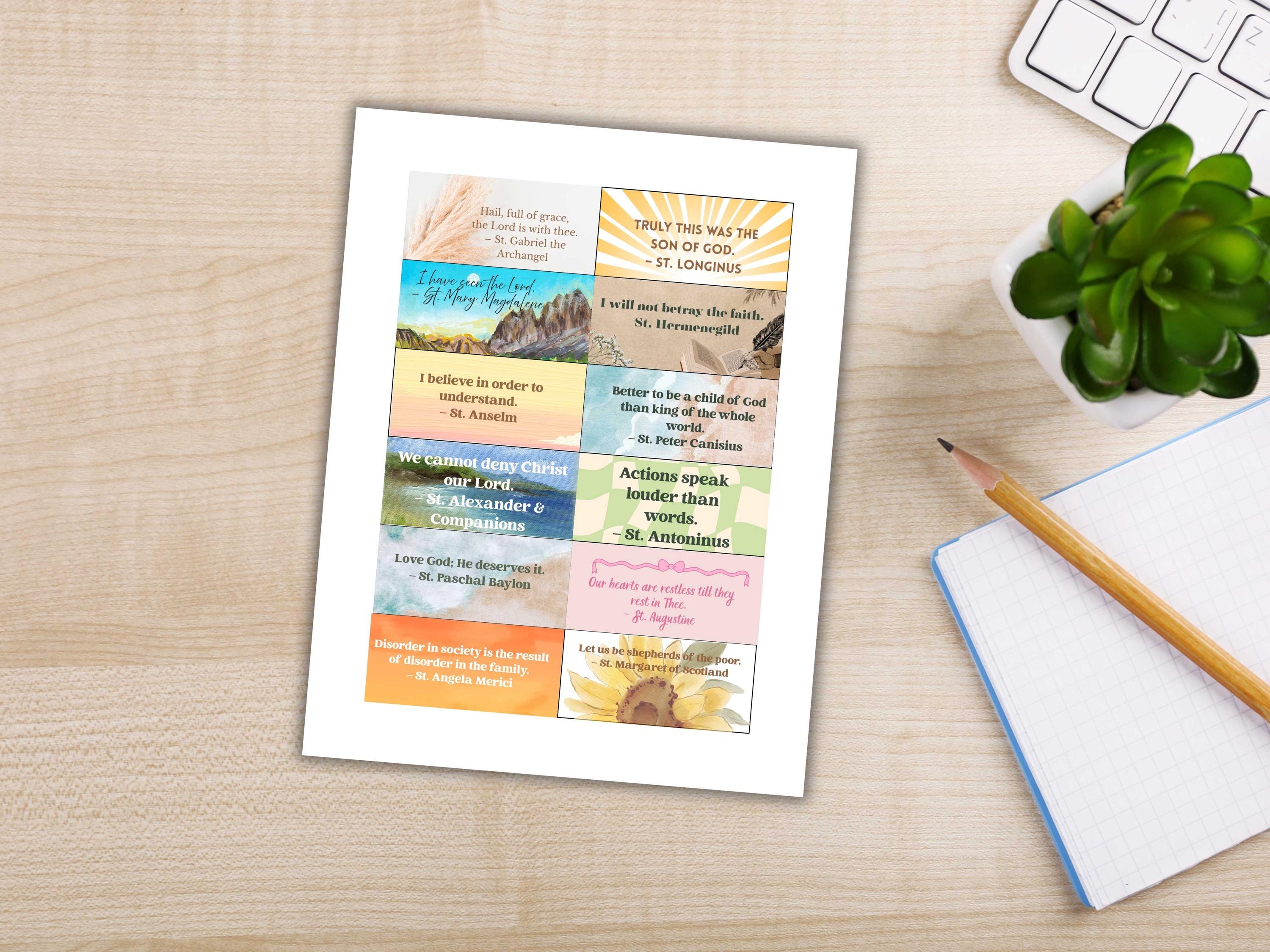 2026 Saints Quote Sticker Sheet – Weeks 13–24 Traditional Catholic feasts