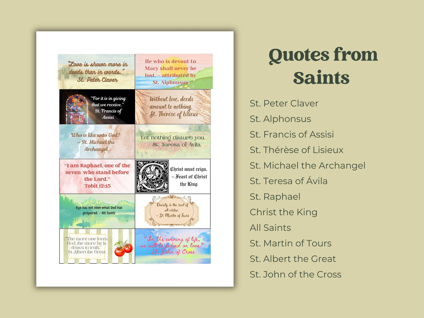 2026 Saints Quote Sticker Sheet – Weeks 37-48 Traditional Catholic feasts
