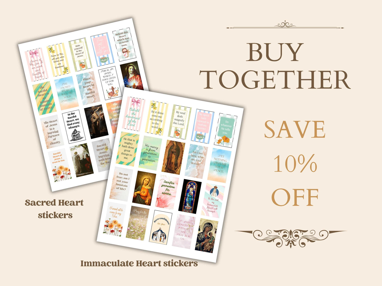 Sacred Heart Catholic Sticker Sheet – 20 Planner Stickers