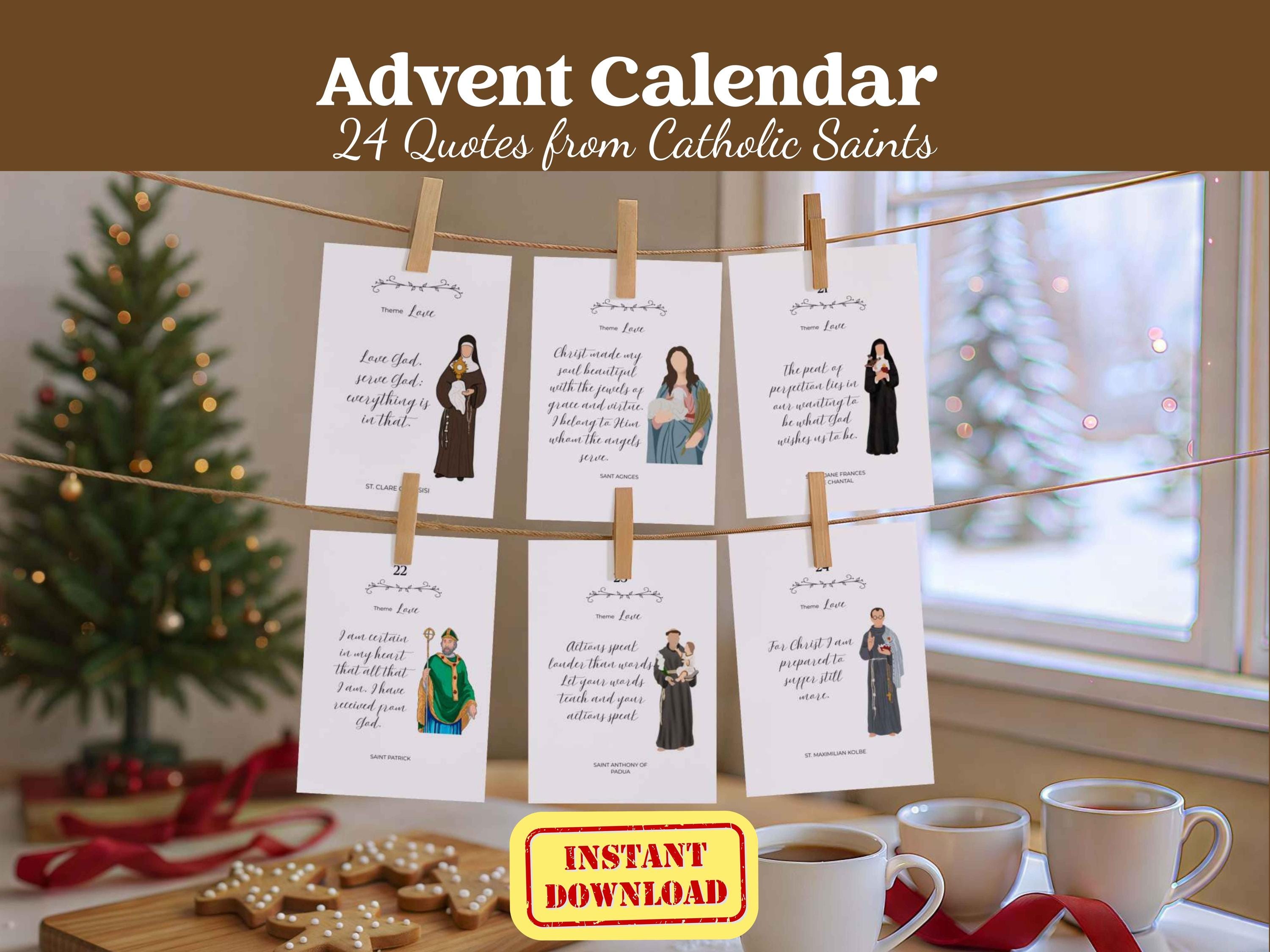 Catholic Saint Quotes Advent Calendar: Inspirational Daily Cards (Digital Download)