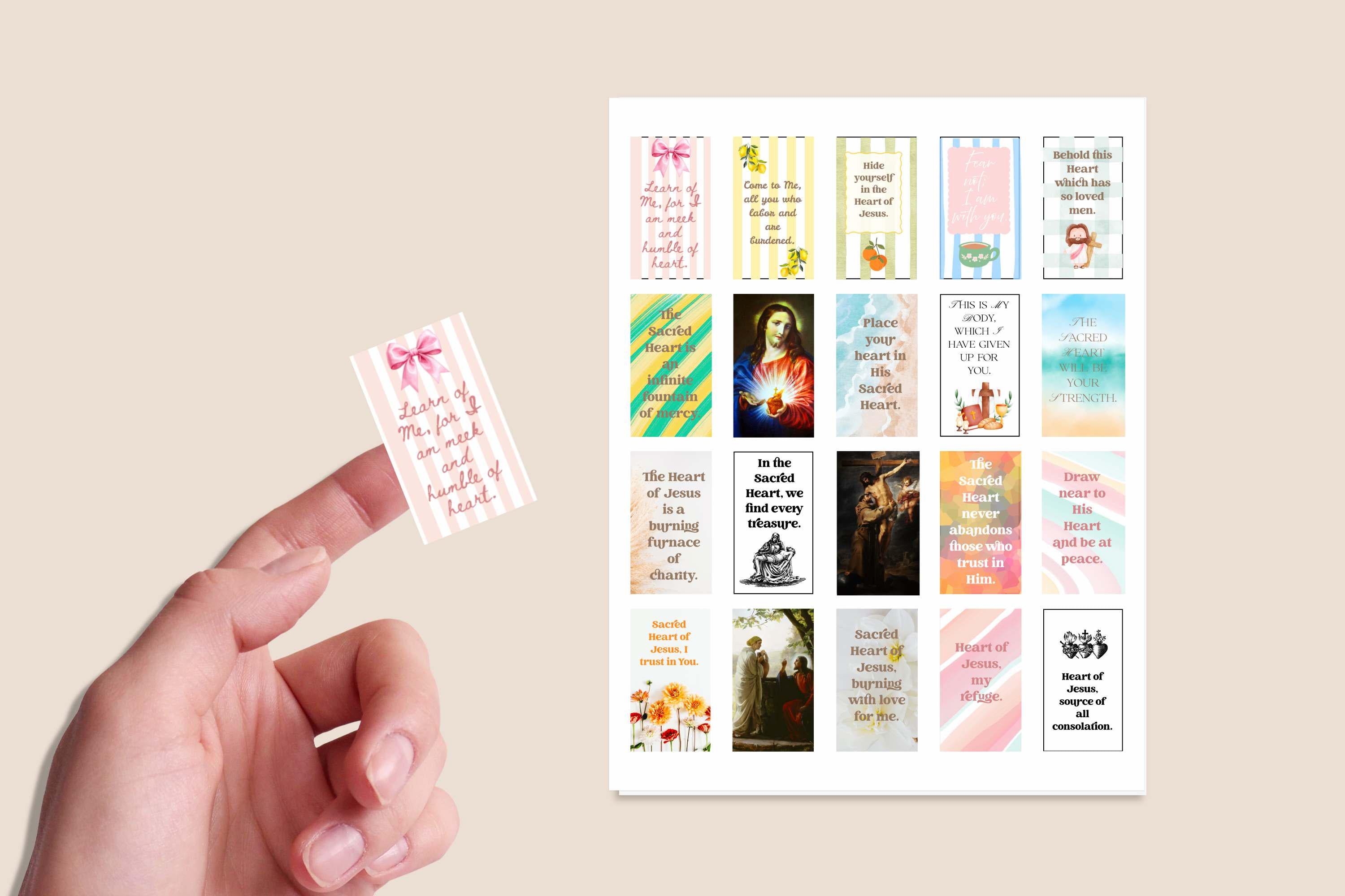 Sacred Heart Catholic Sticker Sheet – 20 Planner Stickers (8.5” x 11”)