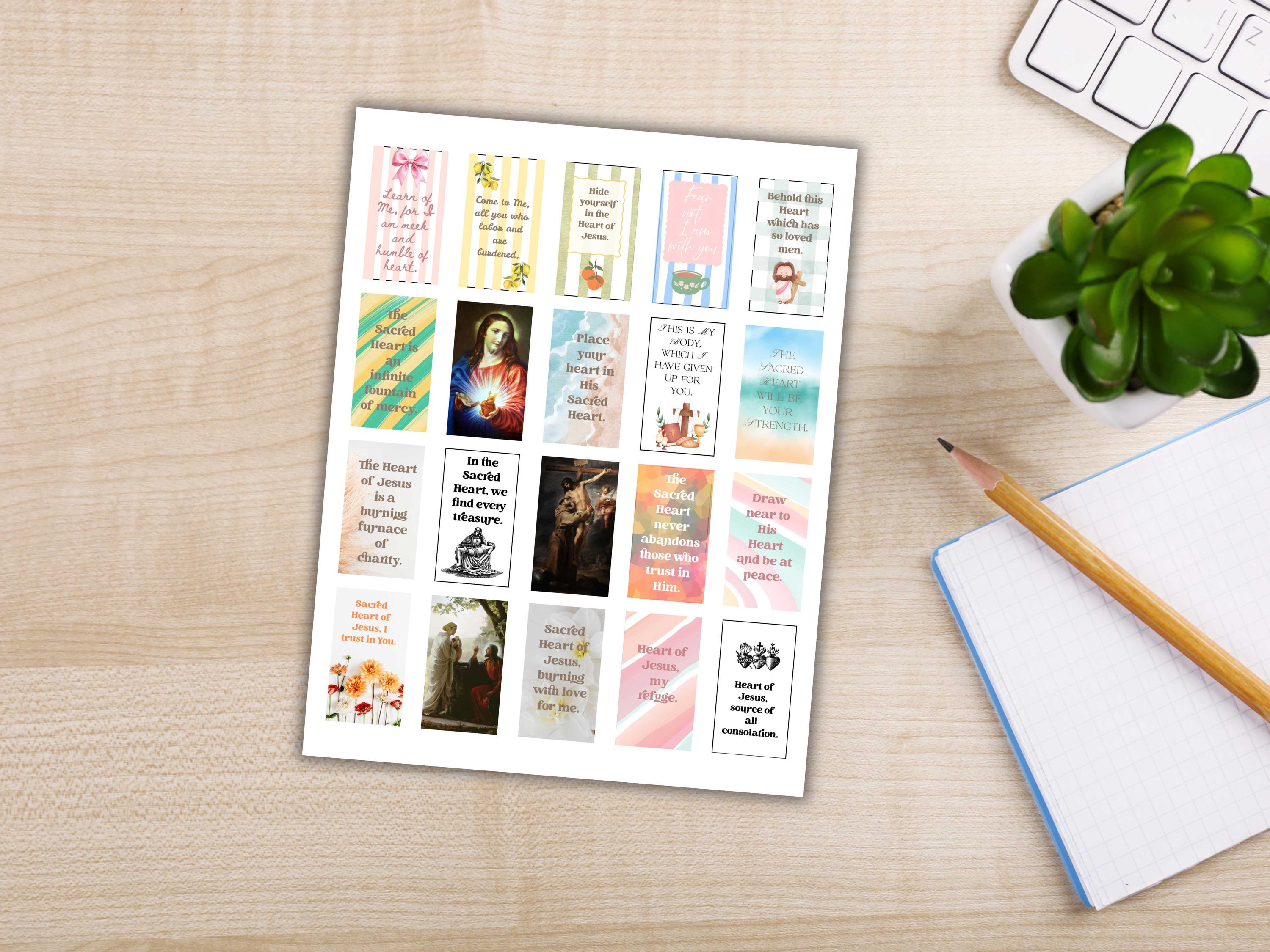 Sacred Heart Catholic Sticker Sheet – 20 Planner Stickers (8.5” x 11”)