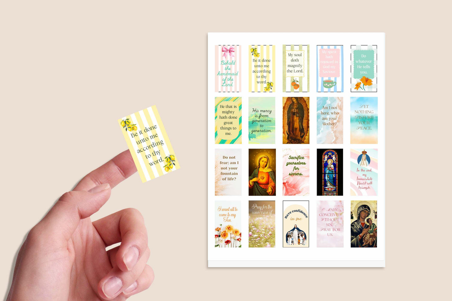 Immaculate Heart Catholic Sticker Sheet – 20 Planner Stickers (8.5” x 11”)