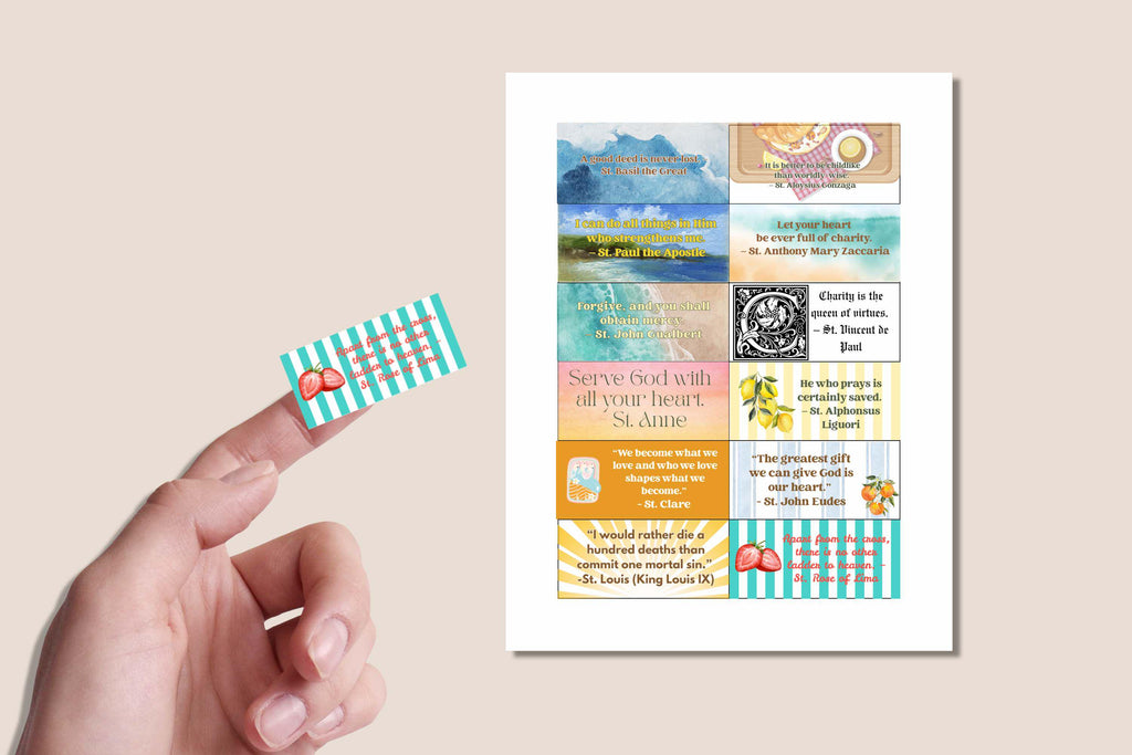 2026 Saints Quote Sticker Sheet – Weeks 25-36 Traditional Catholic feasts
