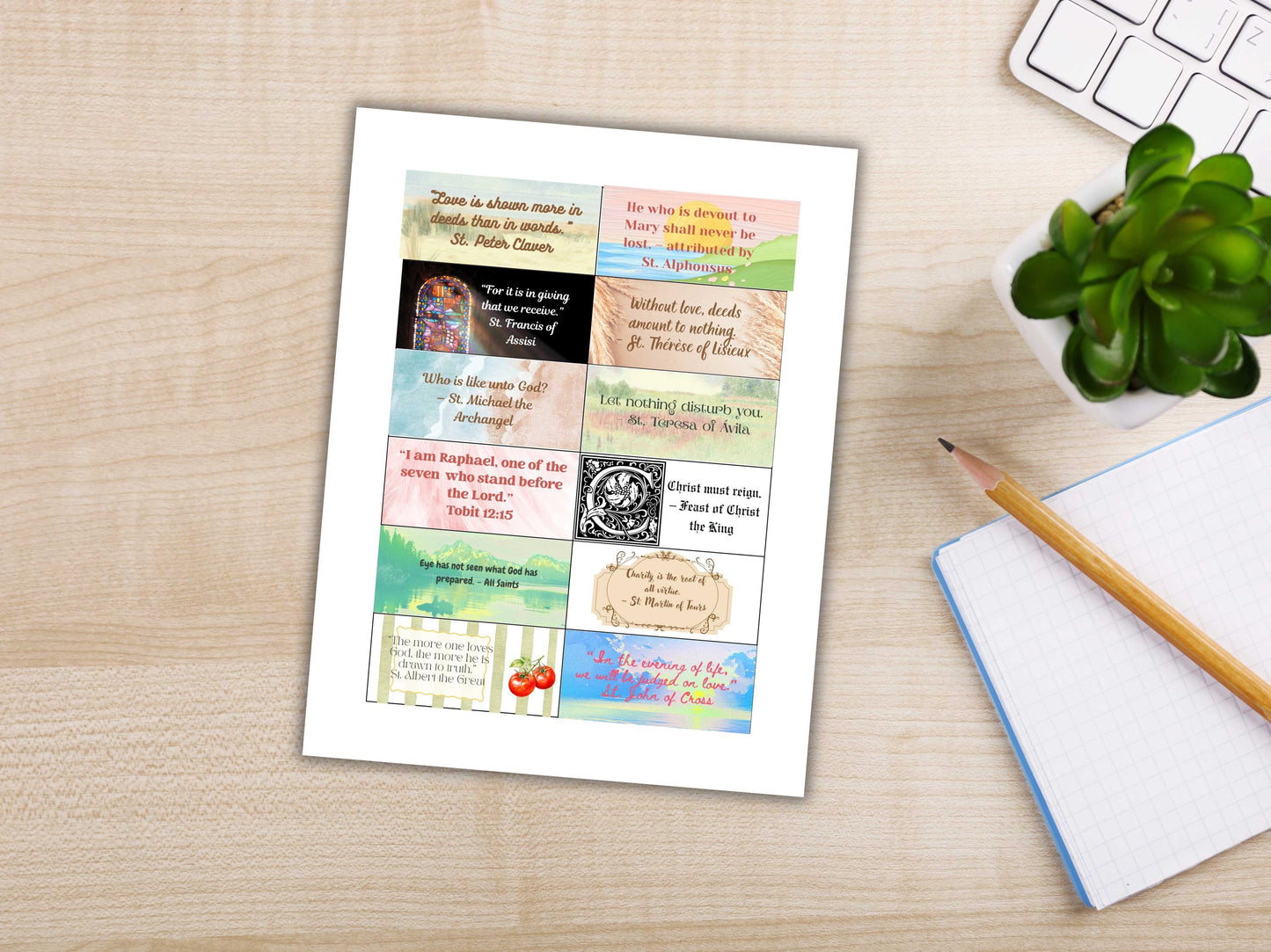 2026 Saints Quote Sticker Sheet – Weeks 37-48 Traditional Catholic feasts