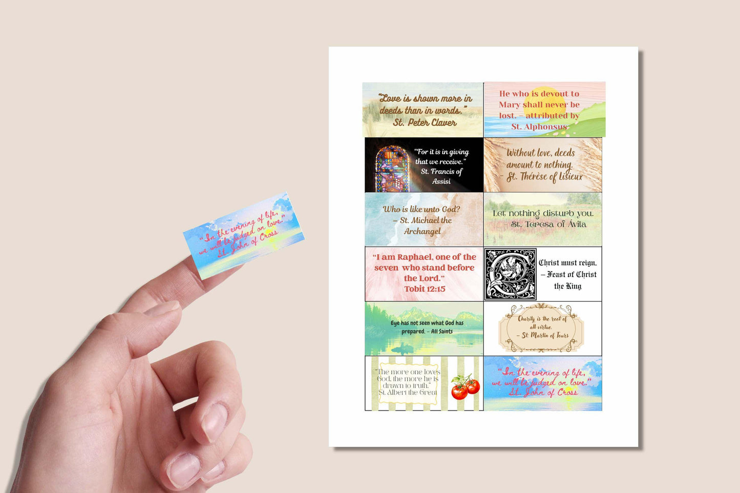 2026 Saints Quote Sticker Sheet – Weeks 37-48 Traditional Catholic feasts