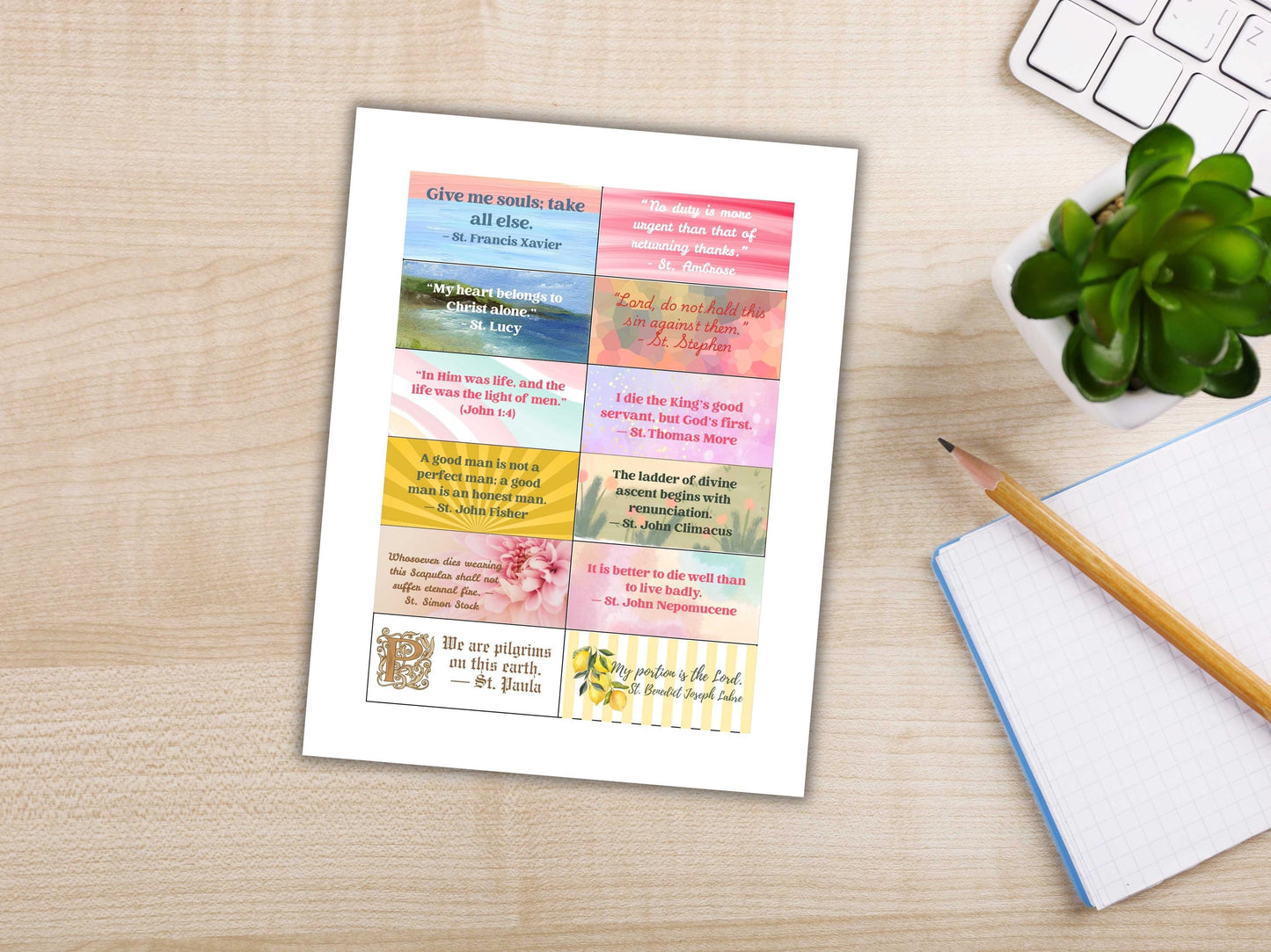 2026 Saints Quote Sticker Sheet – Weeks 49–54 + Bonus Saints