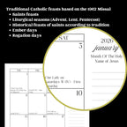 2026 Traditional Catholic, Monthly Planner pages only (PDF Printable A4 and Letter 8.5x11 Size)