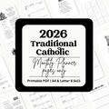 2026 Traditional Catholic, Monthly Planner pages only (PDF Printable A4 and Letter 8.5x11 Size)