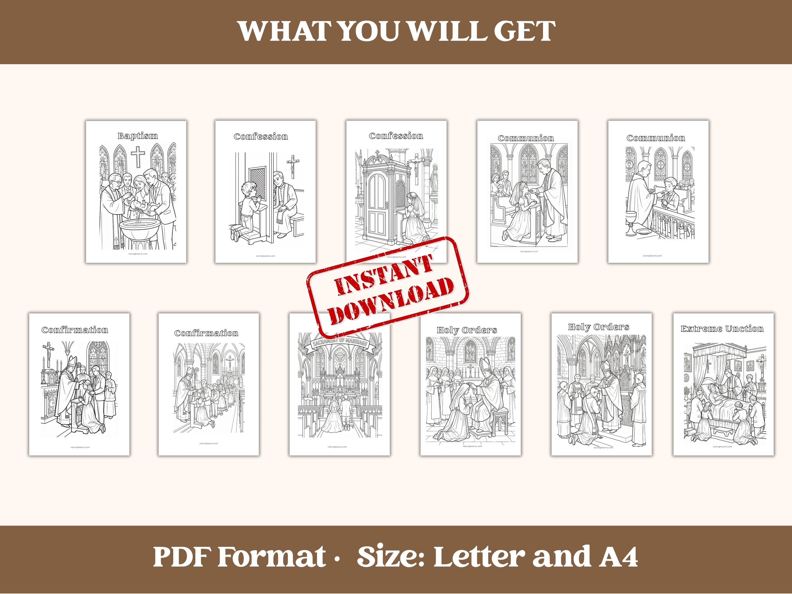 7 Sacraments Catholic Coloring Pages | Religious Education (PDF)