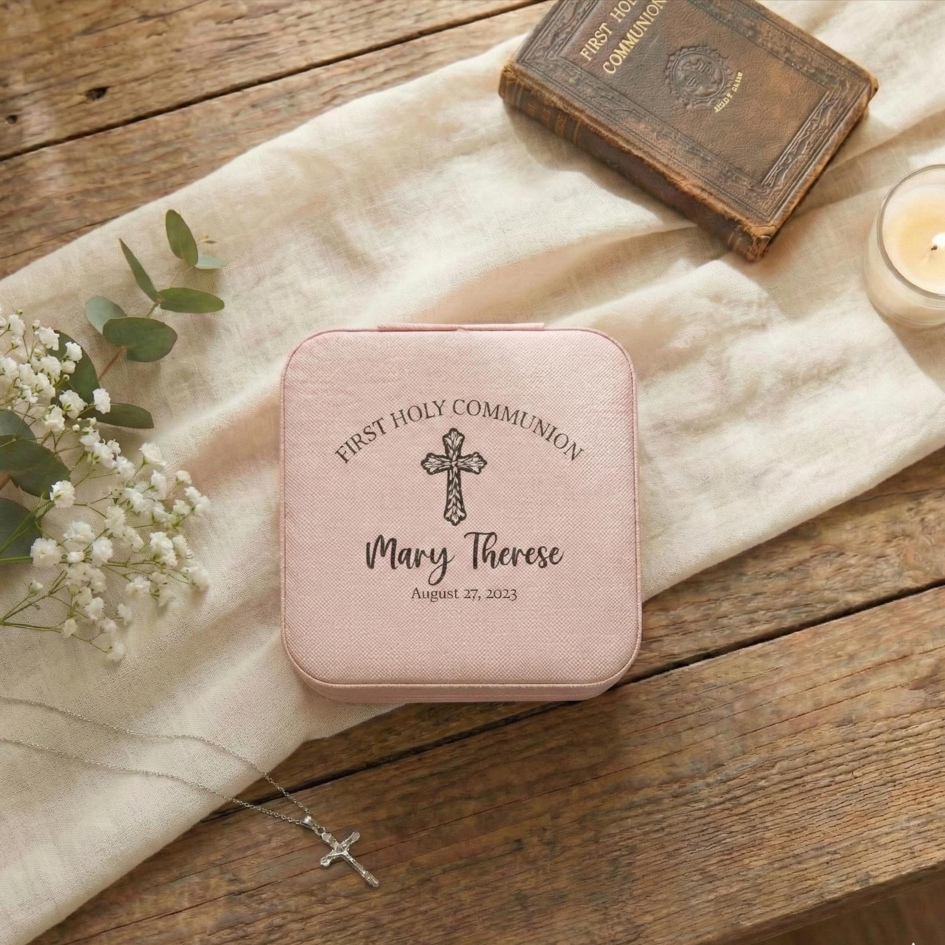 Personalized First Holy Communion Jewelry Box, Catholic Keepsake Gift
