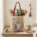 Catholic Madonna and Child Tote Bag, Personalized Mother's Day Gift, Custom Name Church Bag