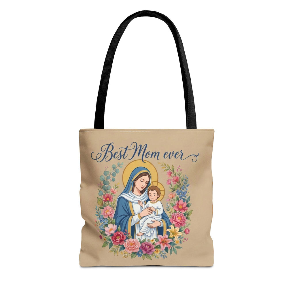Catholic Madonna and Child Tote Bag, Personalized Mother's Day Gift, Custom Name Church Bag