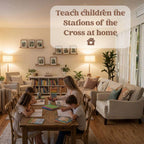 Vintage Stations of the Cross Banner Art, Catholic Lent Decor (Letter, A4 Download)