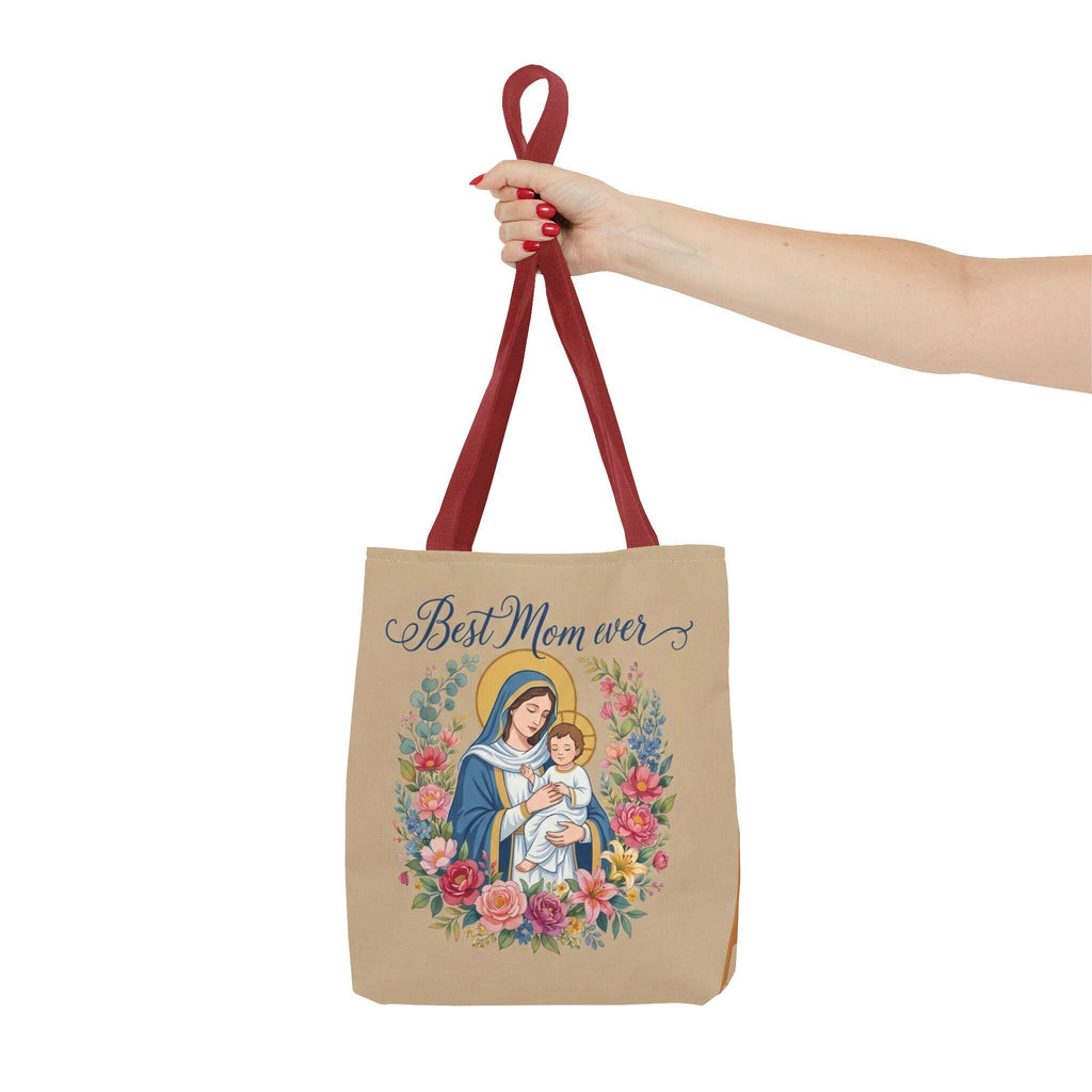Catholic Madonna and Child Tote Bag, Personalized Mother's Day Gift, Custom Name Church Bag