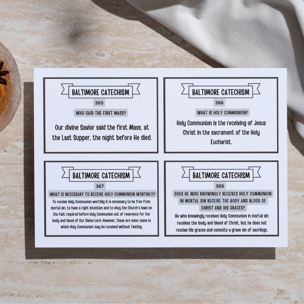 Baltimore Catechism Flash Cards, Lessons 1-39, Traditional Catholic (PDF Download)