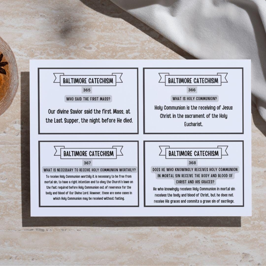 Baltimore Catechism Flash Cards, Lessons 1-39, Traditional Catholic (PDF Download)