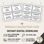 Baltimore Catechism Flash Cards, Printable PDF, Lessons 1–39 | First Communion & Confirmation | Traditional Catholic | Latin Mass Families