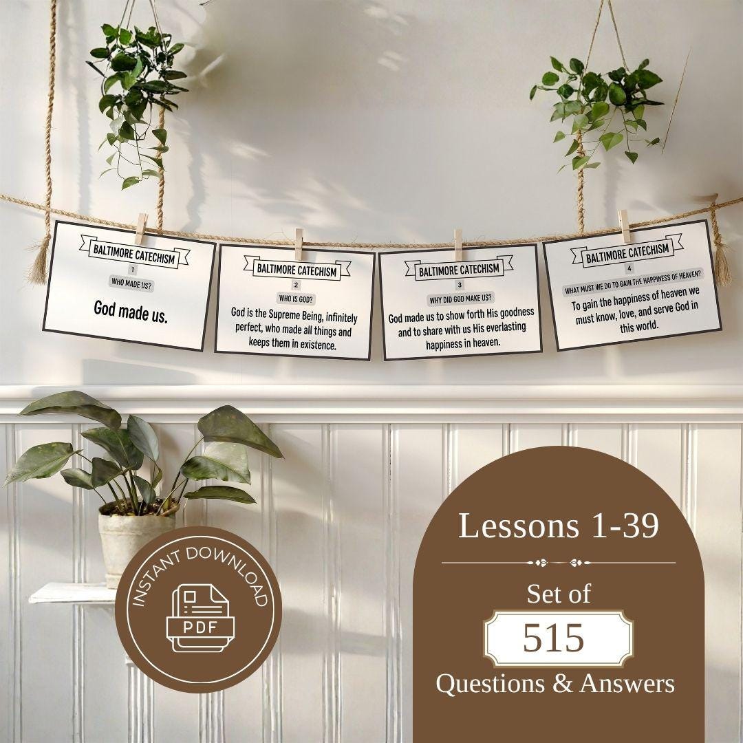 Baltimore Catechism Flash Cards, Lessons 1-39, Traditional Catholic (PDF Download)