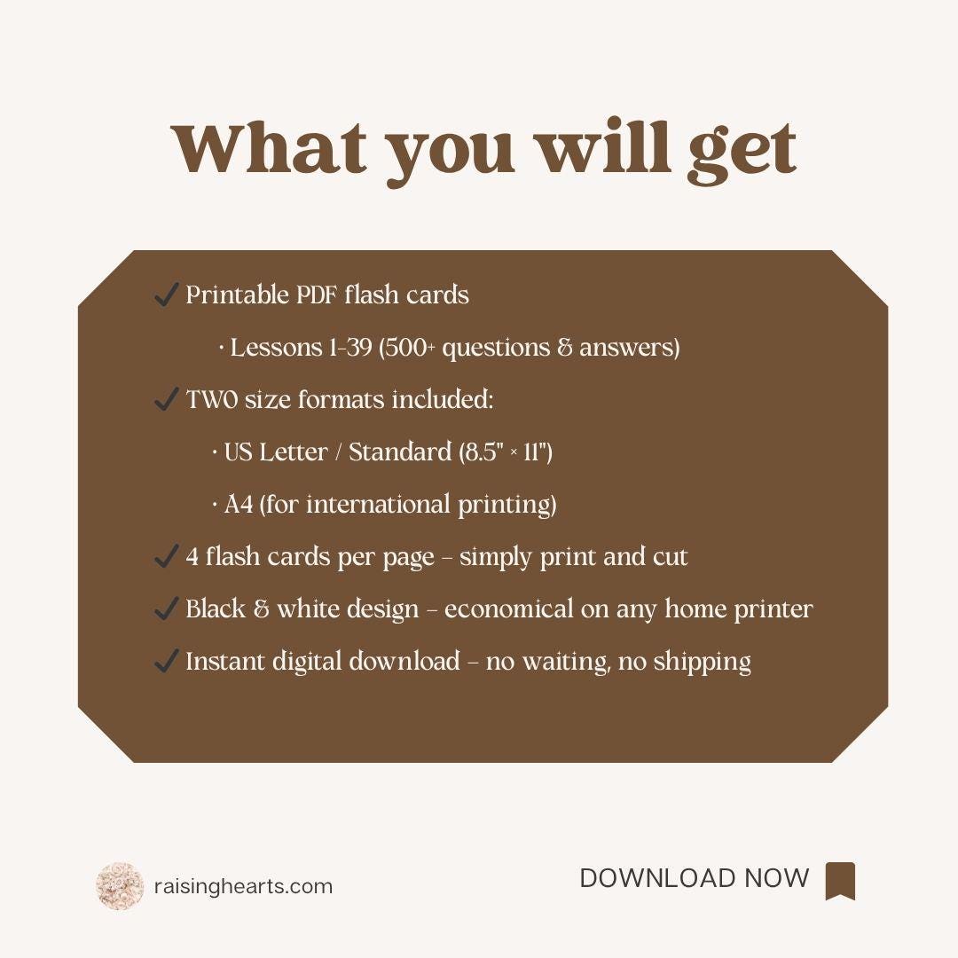 Baltimore Catechism Flash Cards, Lessons 1-39, Traditional Catholic (PDF Download)