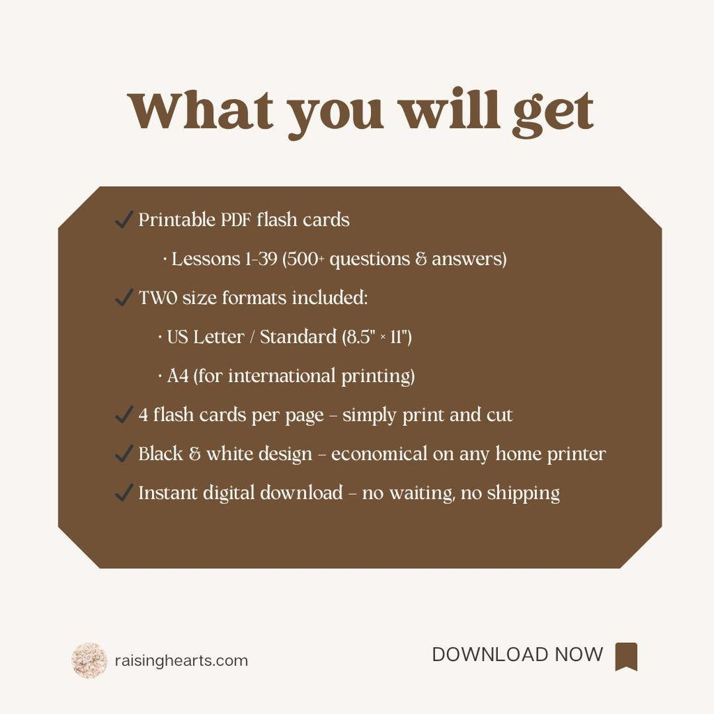 Baltimore Catechism Flash Cards, Printable PDF, Lessons 1–39 | First Communion & Confirmation | Traditional Catholic | Latin Mass Families