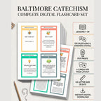 Baltimore Catechism Flashcards, Lessons 1-39, 515 Q&A (Digital Download), Colored Pastel Design