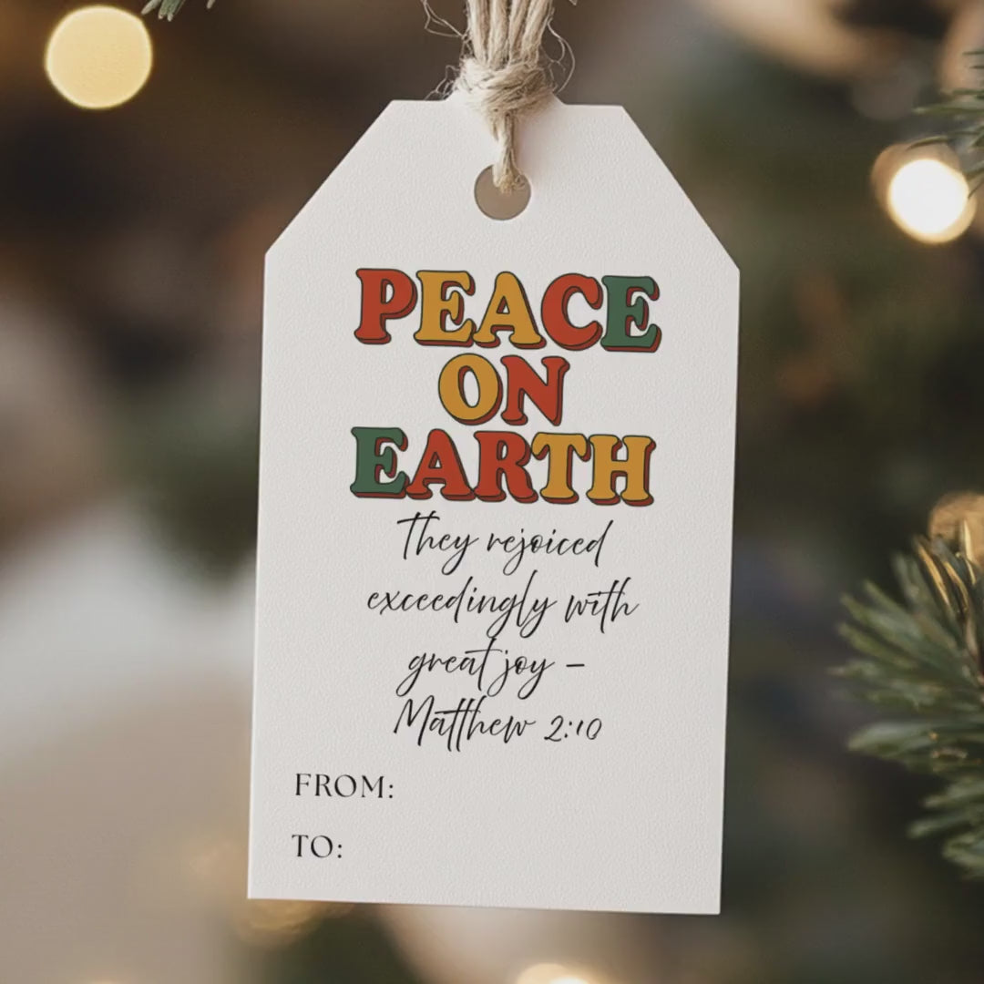 Retro 70s Christmas Gift Tags, Printable Holiday Wrapping (Digital Download)