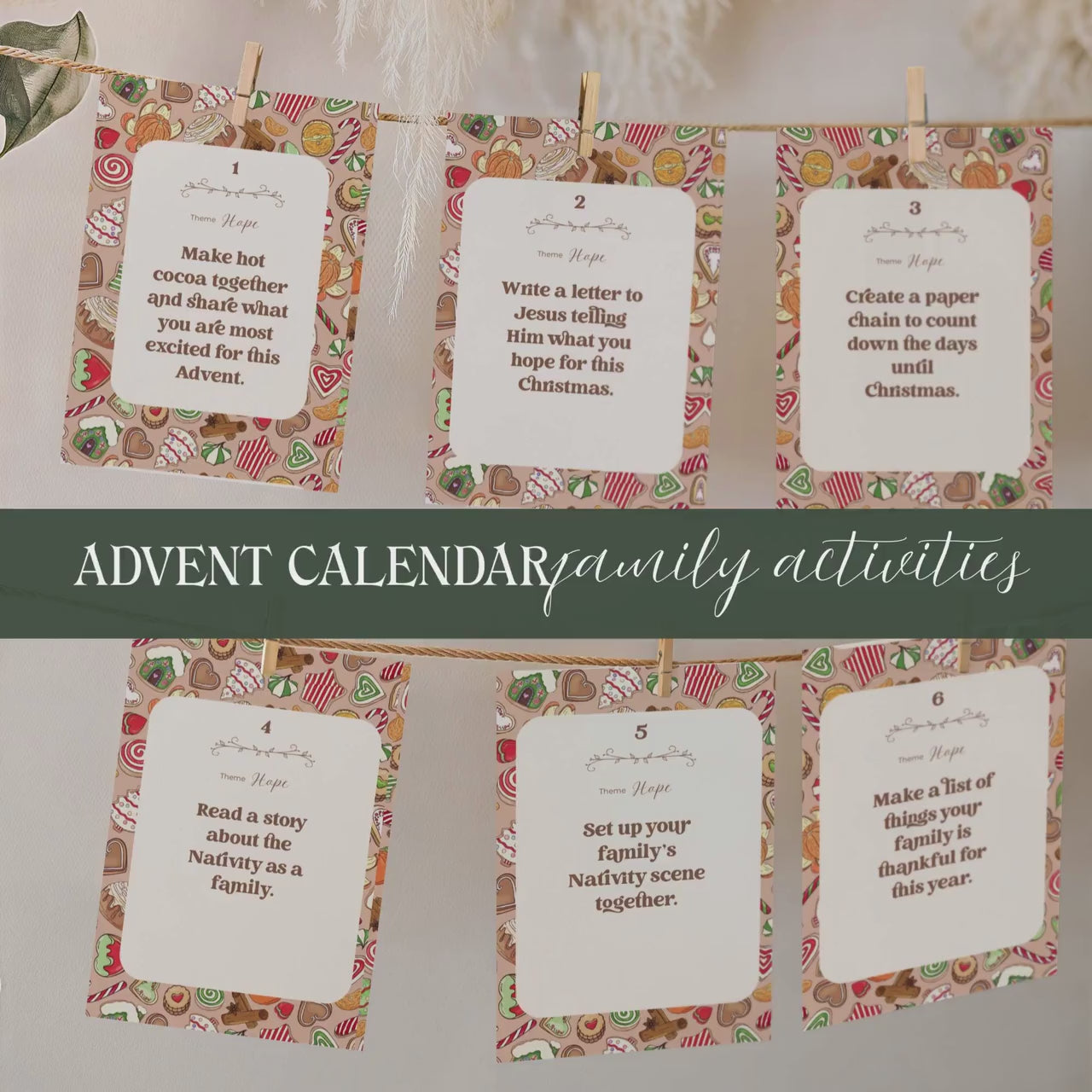 Printable Christmas Advent Calendar: 24 Family Activity Cards (Digital Download)