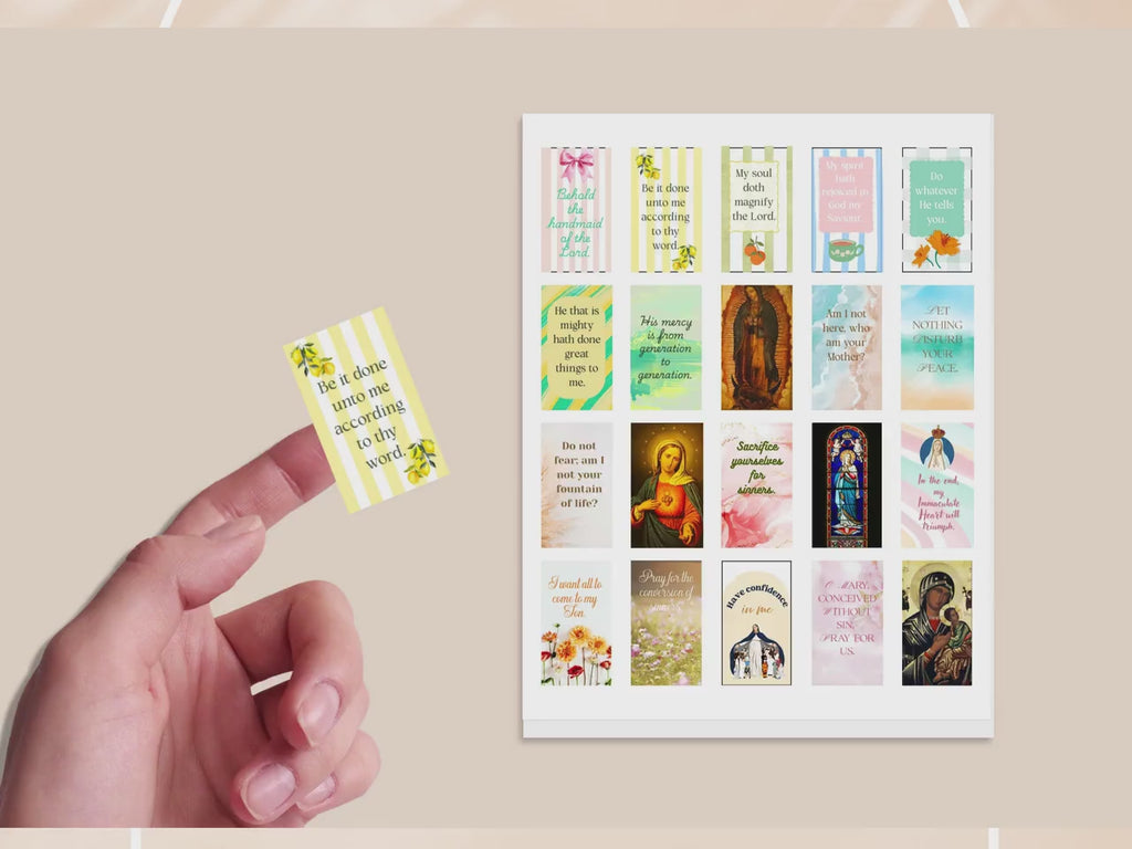 Immaculate Heart Catholic Sticker Sheet – 20 Planner Stickers (8.5” x 11”)
