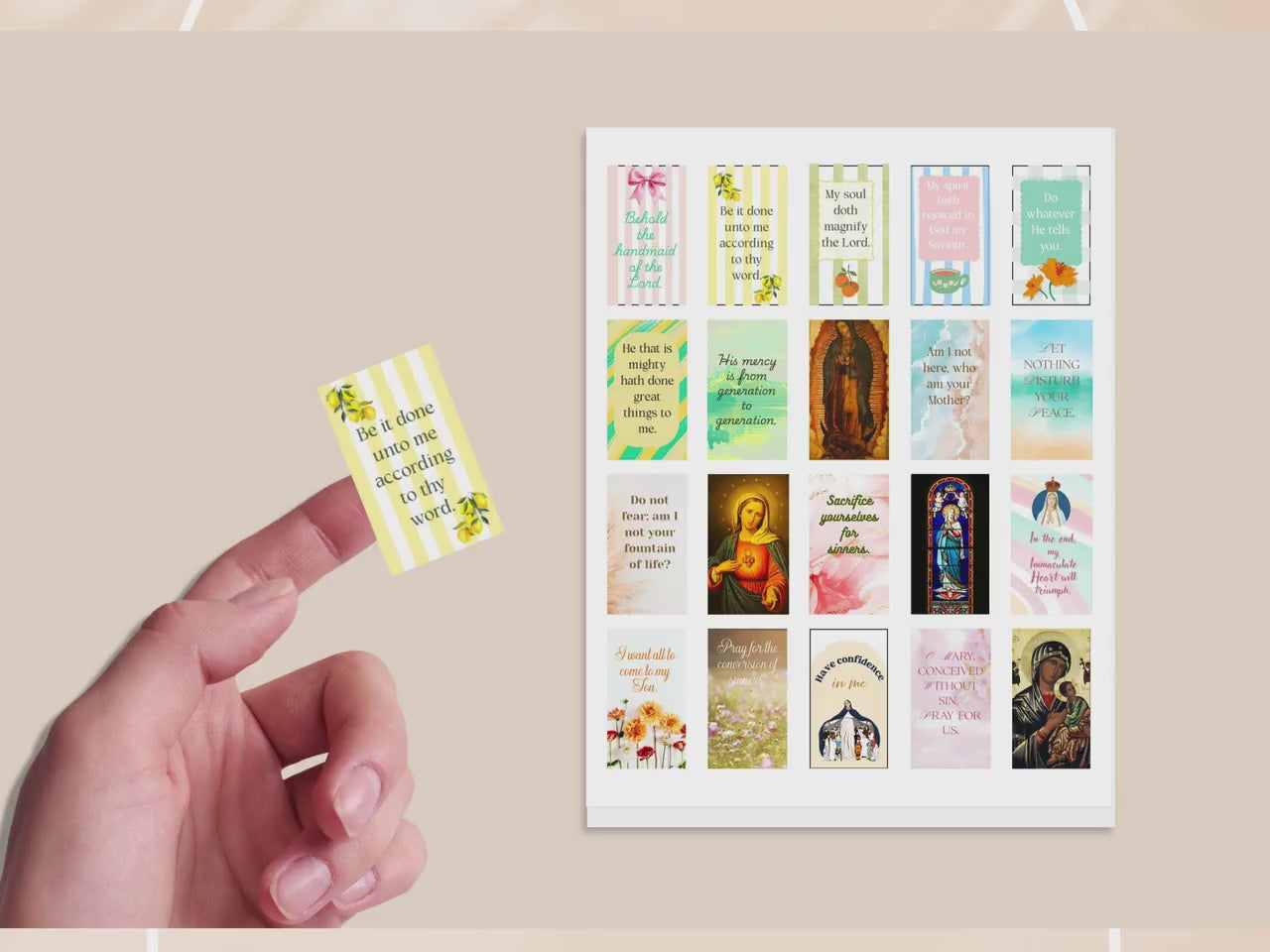 Immaculate Heart Catholic Sticker Sheet – 20 Planner Stickers (8.5” x 11”)