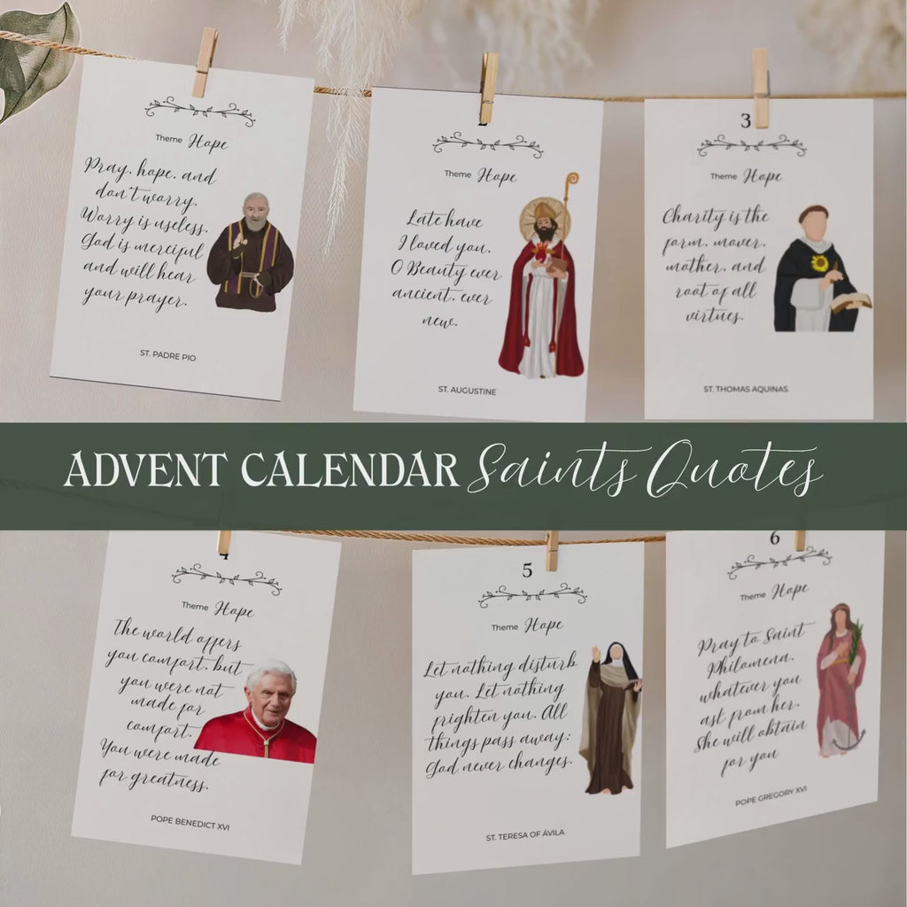 Catholic Saint Quotes Advent Calendar: Inspirational Daily Cards (Digital Download)