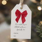 Printable Christmas Gift Tags, Coquette Bows, Bible Verse (Digital Download)