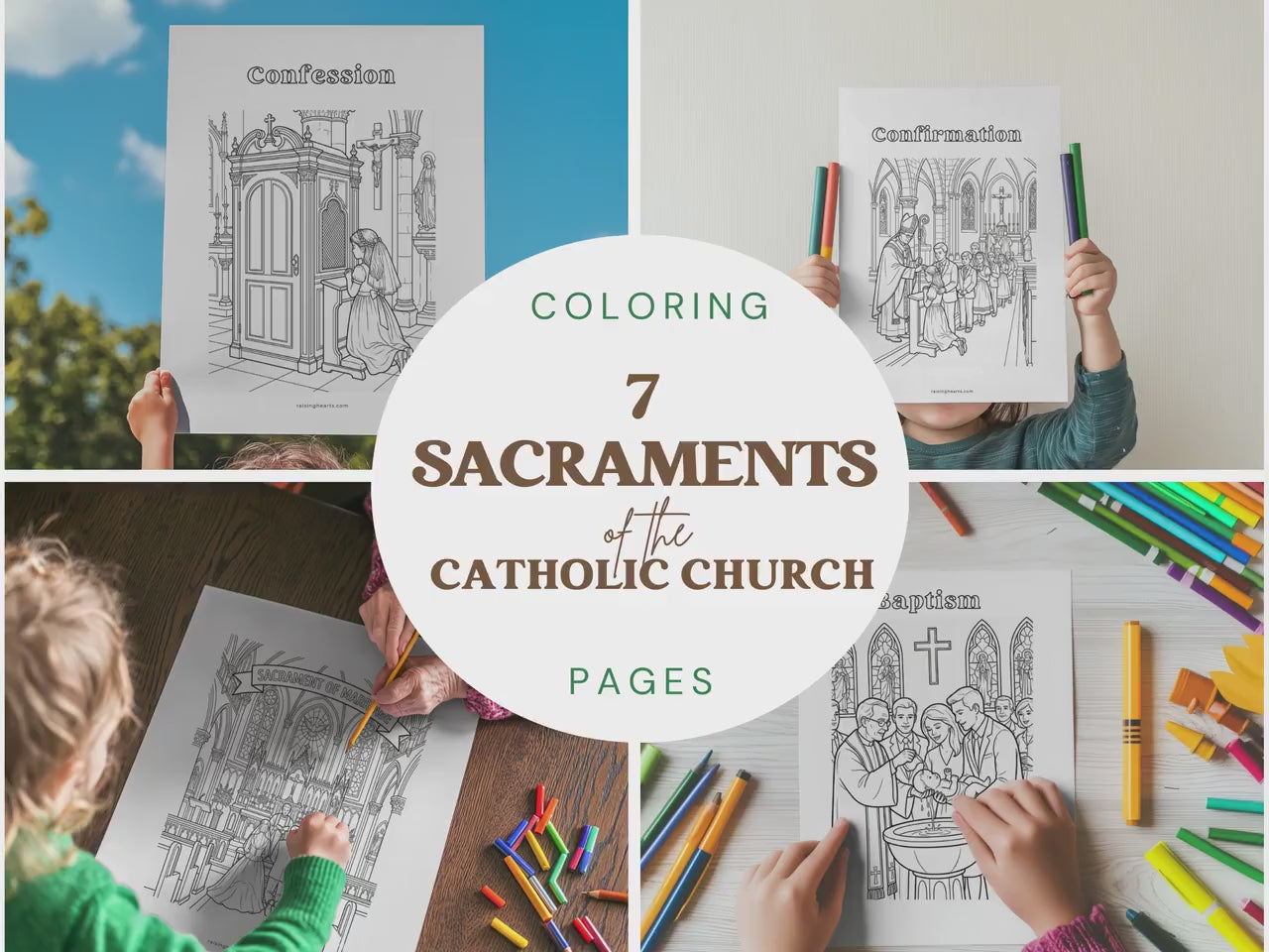 7 Sacraments Catholic Coloring Pages | Religious Education (PDF)